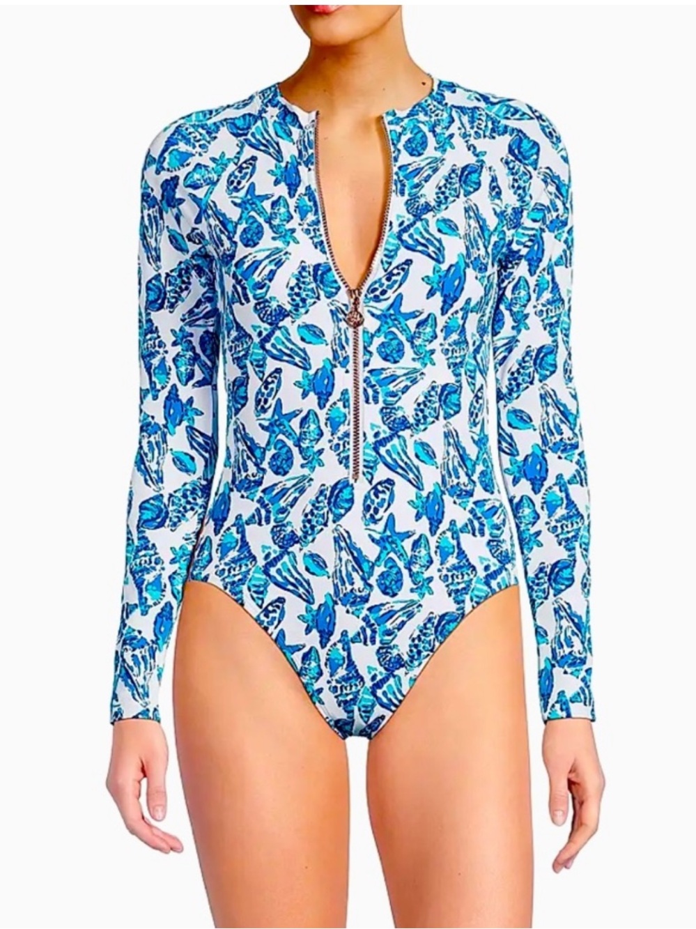 Lilly Pulitzer Randee rashguard one piece swim suit shell collector upf 50+